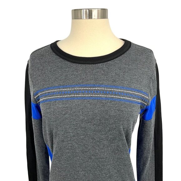 Alp'n'Rock Size S Chamonix Crew Top Grey Blue Edelweiss Emblem Long Sleeve - Picture 2 of 11